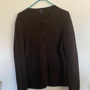 Lands' End Dark Brown Button-Up Cardigan